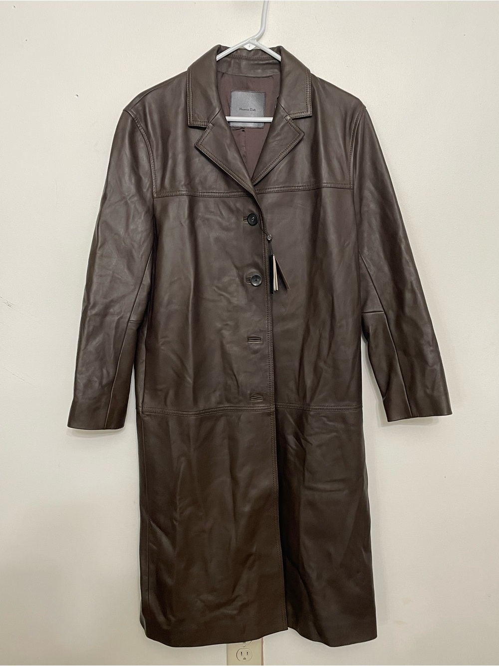 Massimo Dutti 100% Leather Long Coat Brown M NWT $699 Retail